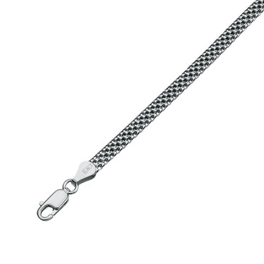 Серебряная женская цепочка, плетение Плоский Попкорн, ширина 4 мм, родирование