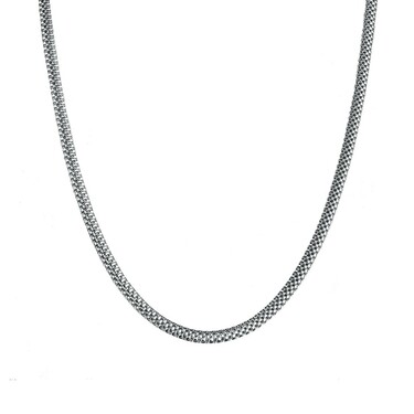 Серебряная женская цепочка, плетение Плоский Попкорн, ширина 4 мм, родирование