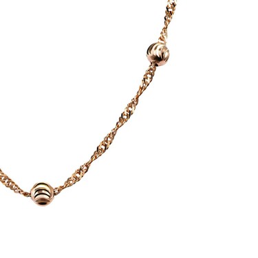 Серебряное женское колье Сингапур с шариками, алмазная грань, покрытие позолота