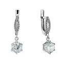 Серьги,Серебро,с вставкой Фианит Белая цвета,с замком Английский,РОССИЯ