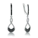 Серьги,Серебро,с вставкой Фианит Белая,Черная цвета,с замком Английский,РОССИЯ