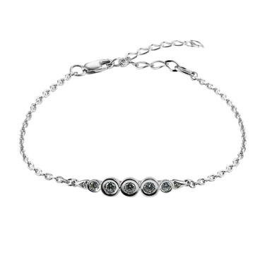 Утонченный серебряный женский браслет с вставкой из белых фианитов, в родии