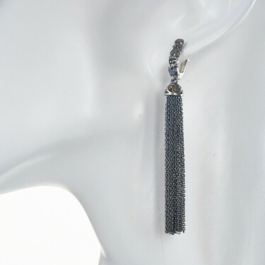 Серебряные серьги с подвесками-кистями, оксидирование, позолота