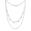 Серебряное женское двойное колье-цепочка с подвесками из белых фианитов, в родии Цепочка на шею,Колье,Серебро,с вставкой Фианит Белая цвета,с замком Карабинный,РОССИЯ