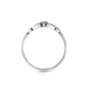 Широкое мужское серебряное кольцо Королевская Лилия с узором и белым фианитом, чернение