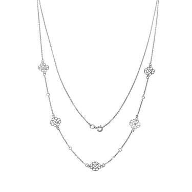 Серебряное женское воздушное колье с четырехлистниками, в родии