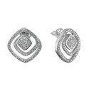 Серьги,Серебро,с вставкой Циркон Белая цвета,с замком Пусет,ГОНКОНГ