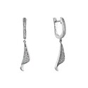 Серьги,Серебро,с вставкой Циркон Белая цвета,с замком Скоба,ГОНКОНГ