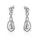 Серьги,Серебро,с вставкой Циркон Белая цвета,с замком Пусет,ГОНКОНГ