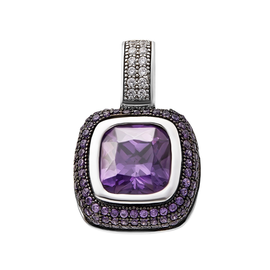 Серебряная подвеска Подвеска,Серебро,с вставкой Циркон Белая,Синяя цвета,ГОНКОНГ