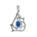 Подвеска,Серебро,с вставкой Сапфир,Циркон Белая,Синяя цвета,ГОНКОНГ