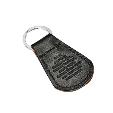 Брелок автомобилиста из лаковой черной кожи, серебряная вставка 