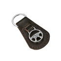 Сувенир,Брелок,Серебро,Натуральная кожа,с вставкой Серебряная вставка Белая,Черная цвета,с замком Кольцо,РОССИЯ