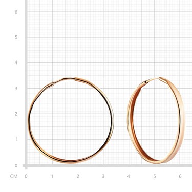 Серебряные классические гладкие серьги Кольца / Конго / Круглые, покрытие позолота, диаметр 3,5 см