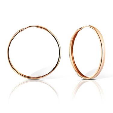 Серебряные классические гладкие серьги Кольца / Конго / Круглые, покрытие позолота, диаметр 3,5 см