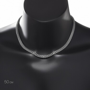 Серебряная цепочка, плетение Питон, ширина 7 мм, родий