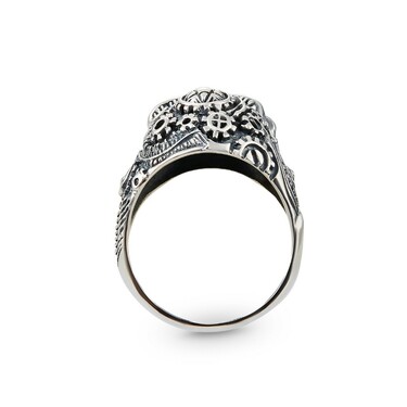 Серебряное байкерское кольцо 