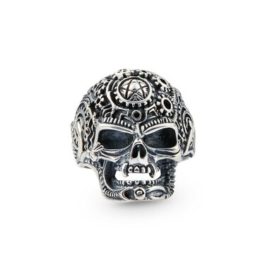 Серебряное байкерское кольцо 