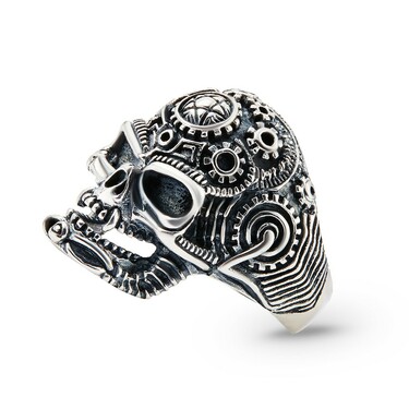 Серебряное байкерское кольцо 