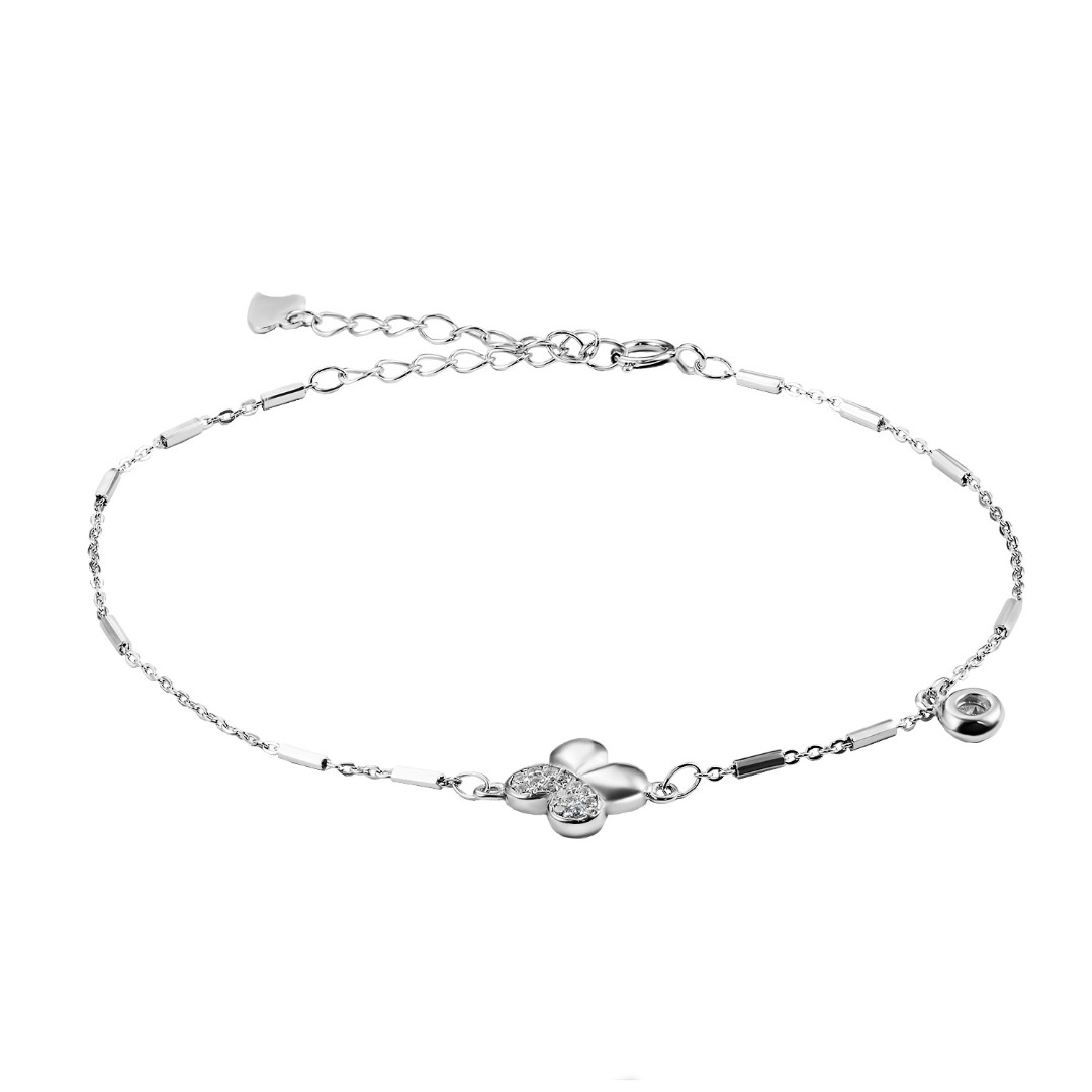 Утонченный серебряный женский браслет Браслет на руку,Серебро,с вставкой Белая цвета,с замком Карабинный,КИТАЙ