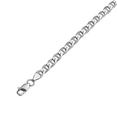 Серебряная мужская цепь, плетение Морской якорь, родирование, ширина 5,6 мм