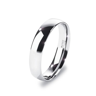 Серебряное обручальное кольцо с комфортной посадкой, ширина 5 мм, покрытие родием