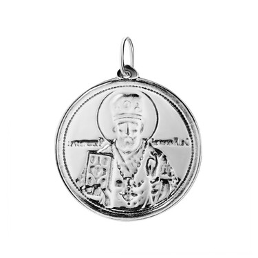 Серебряная подвеска икона Св. Николай Чудотворец,чернение