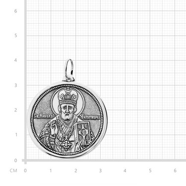Серебряная подвеска икона Св. Николай Чудотворец,чернение