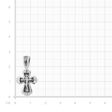 Серебряная подвеска двусторонний крест с распятием, чернение
