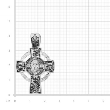 Серебряная подвеска двусторонний крест, чернение