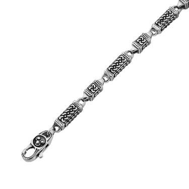 Серебряный литой мужской браслет-оберег 