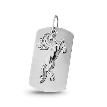 Серебряный жетон под гравировку с конём, родий