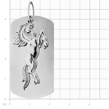 Серебряный жетон под гравировку с конём, родий