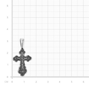 Серебряная подвеска двусторонний крест с распятием, чернение