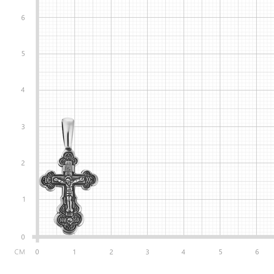 Серебряная подвеска двусторонний крест с распятием, чернение Крест,Подвеска,Оберег,Серебро,с вставкой Без вставок,РОССИЯ