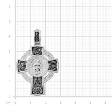 Серебряная подвеска двусторонний крест, чернение