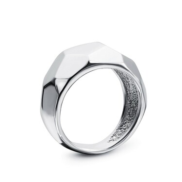 Серебряное женское кольцо с гранями Геометрия / Элементы, в родии