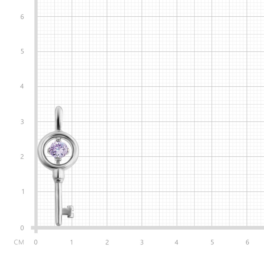 Серебряная подвеска  Подвеска,Кулон,Талисман,Амулет,Тотем,Серебро,с вставкой Фианит Фиолетовая цвета,РОССИЯ