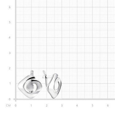 Серебряные геометрические серьги Спирали, родий
