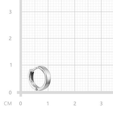 Серебряная моно серьга колечко, диаметр 9мм, в родии