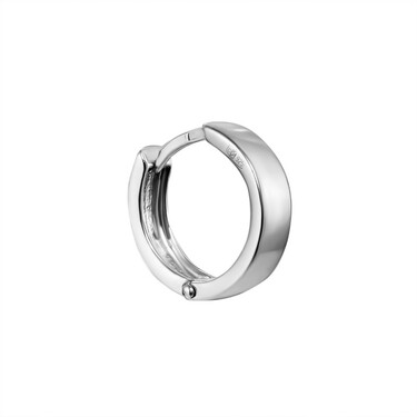 Серебряная моно серьга колечко, диаметр 9мм, в родии