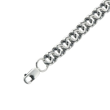 Серебряный мужской браслет, плетение Бисмарк, ширина 6,6 мм, оксидирование