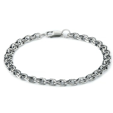 Серебряный мужской браслет, плетение Бисмарк, ширина 6,6 мм, оксидирование