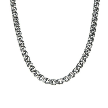 Серебряная цепь, плетение Бисмарк, ширина 6,4 мм, покрытие оксидирование