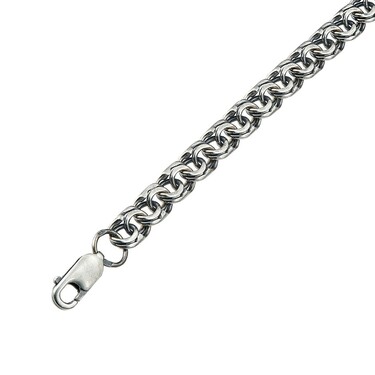 Серебряная цепь, плетение Бисмарк, ширина 6,4 мм, покрытие оксидирование
