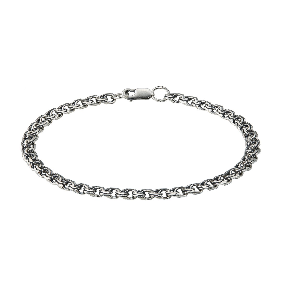 Браслет на руку,Серебро,с вставкой Без вставок,с замком Карабинный,РОССИЯ