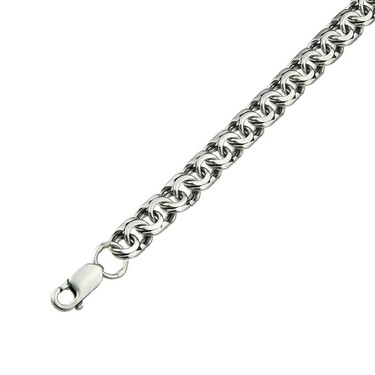 Серебряная цепь, плетение Московский Бисмарк, без покрытия, ширина 7,5 мм
