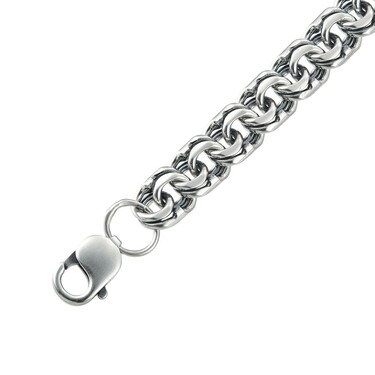 Серебряный мужской браслет, плетение Бисмарк, ширина 0,9 см, оксидирование