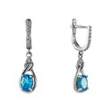 Серьги,Длинные серьги,Серебро,с вставкой Цирконий кубический Белая,Голубая цвета,с замком Английский,ГОНКОНГ