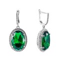 Серьги,Серебро,с вставкой Цирконий кубический Белая,Зеленая цвета,с замком Английский,ГОНКОНГ